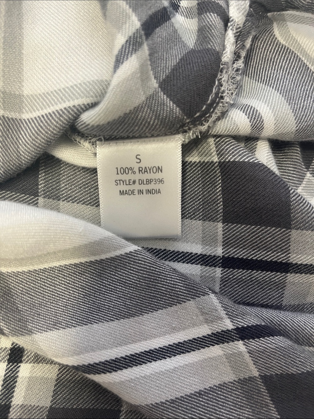 ALYA Womens Small Plaid Button Down Shirt Gray White Rayon Roll Tab Sleeve - Picture 10 of 15